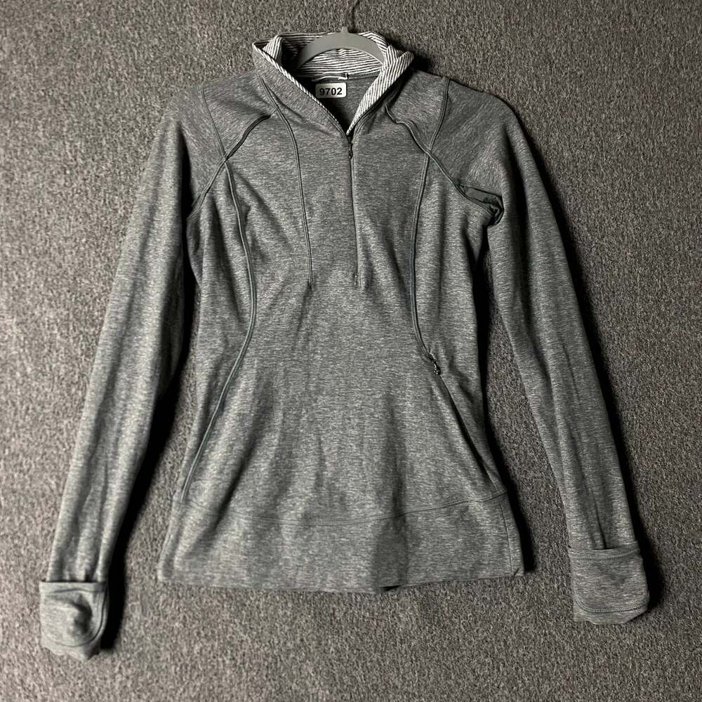 Lululemon Women's Size 6 Gray Long Sleeve Nylon 1/4 Zip Running Sweater
